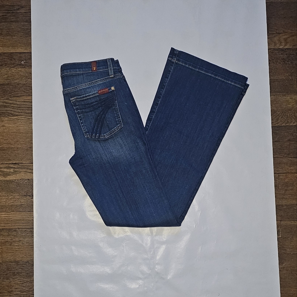 7 For All Mankind Women's Dark Blue Flare Jeans